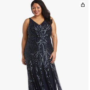 Nightway Womens Classic Dress 22W Navy